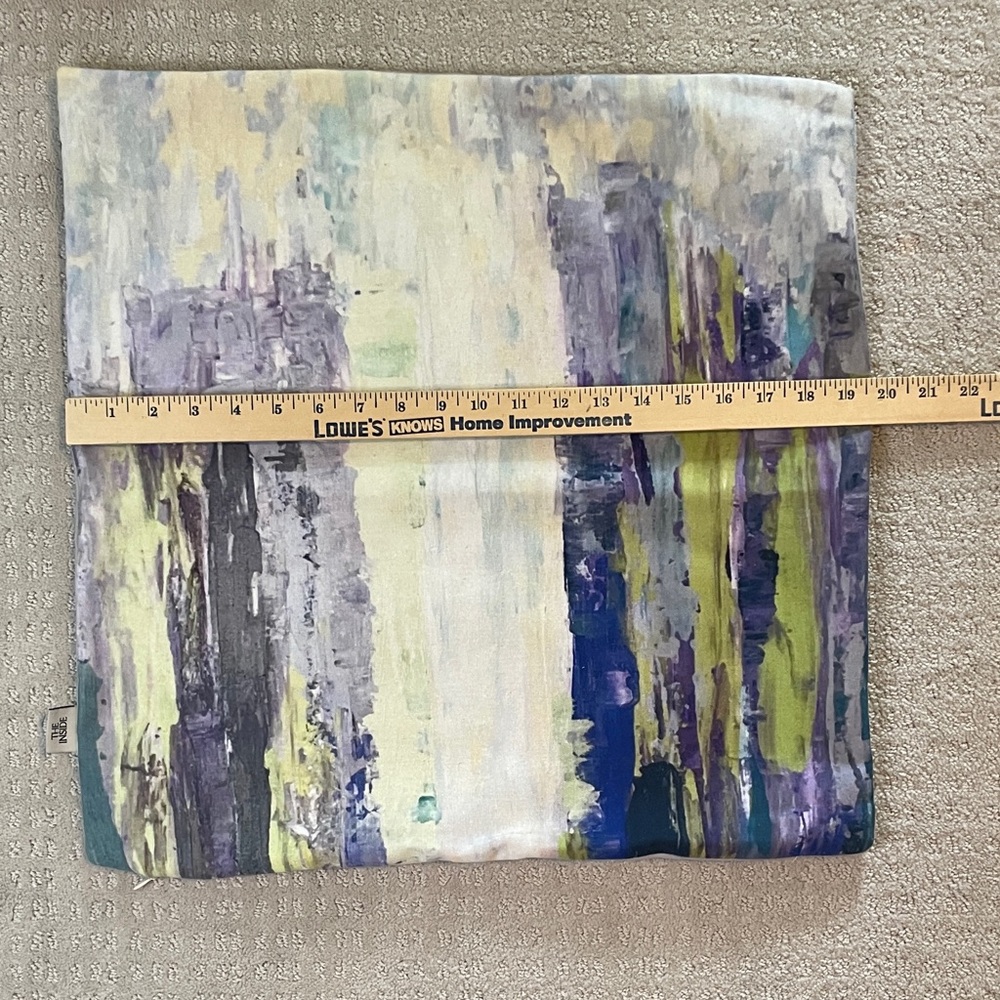 Abstract Multicolor purple and green Pillow Cover 19x19. Concealed zipper.